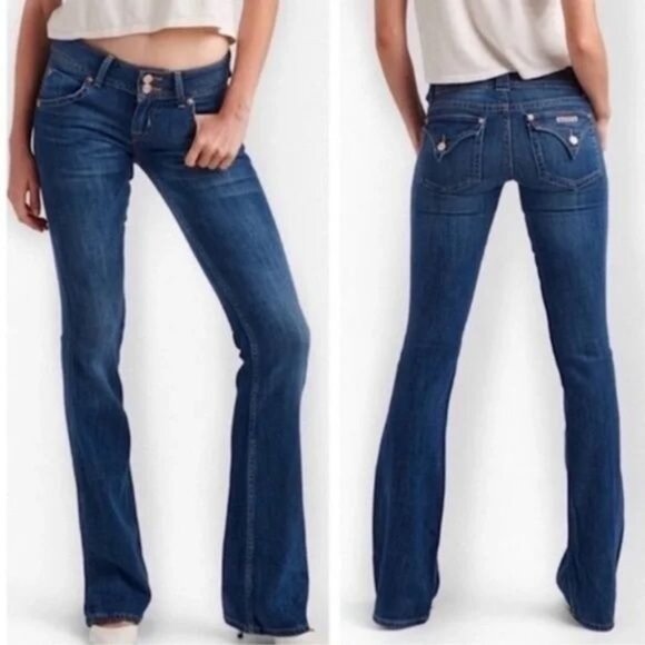 Hudson Womens Signature Bootcut Dark Wash Denim Jeans Double Button Front Size 2 - Picture 1 of 12